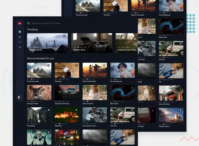 Screenshot of Entertainment web app